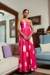 Zori Strapless Batik Maxi Dress in Pink