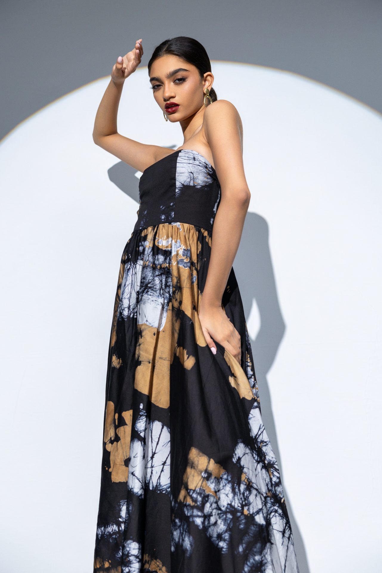 Nerina Strapless Batik Maxi Dress