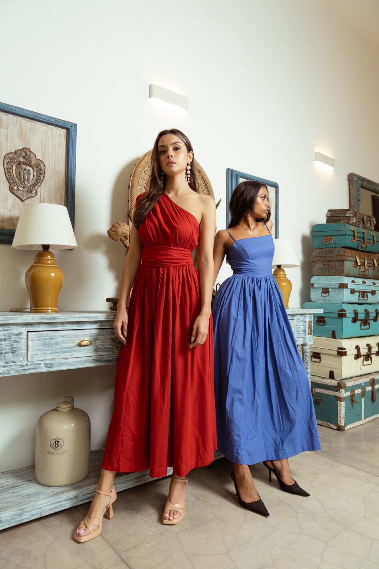 Lilly Fit and Flare Maxi Dress in Blue