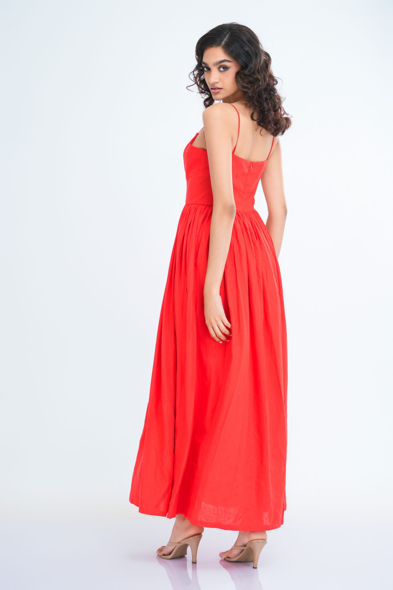 Lilly Fit and Flare Maxi Dress in Peach