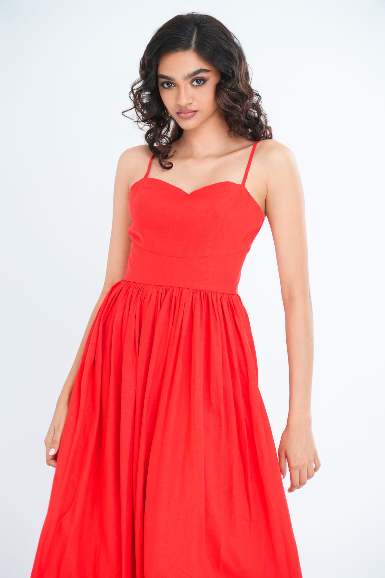 Lilly Fit and Flare Maxi Dress in Peach