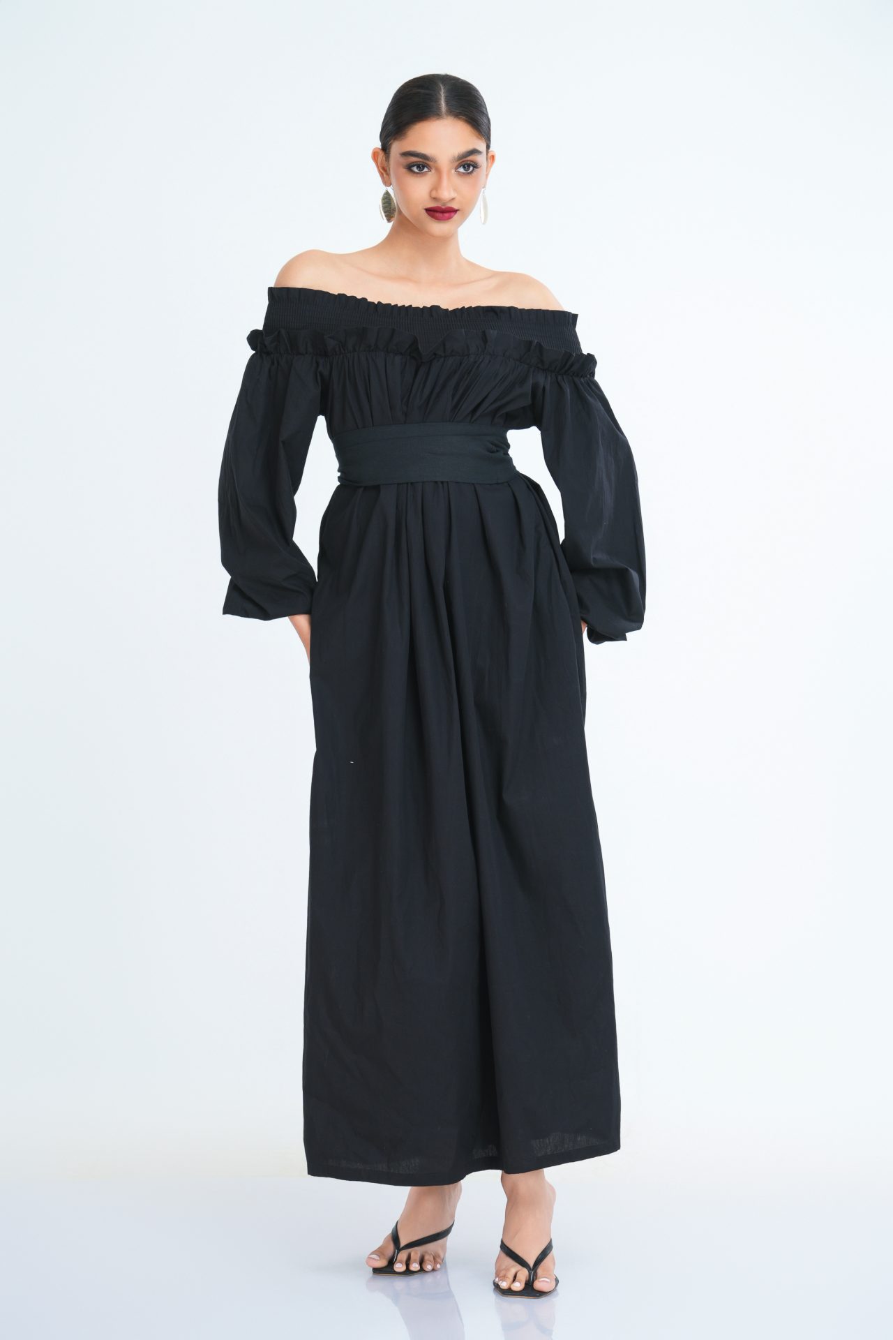 Ria Off Shoulder Smock Maxi Dress