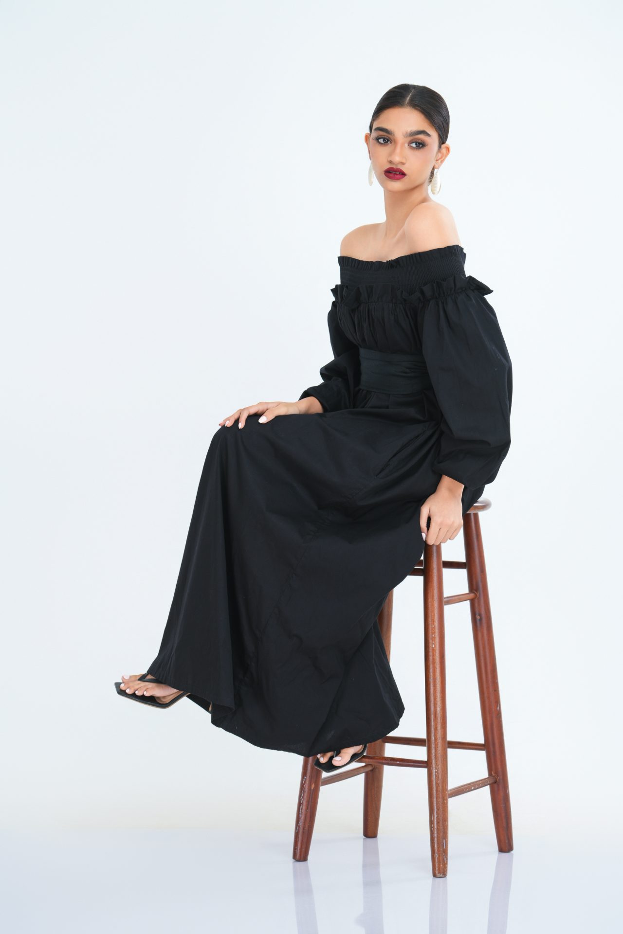 Ria Off Shoulder Smock Maxi Dress
