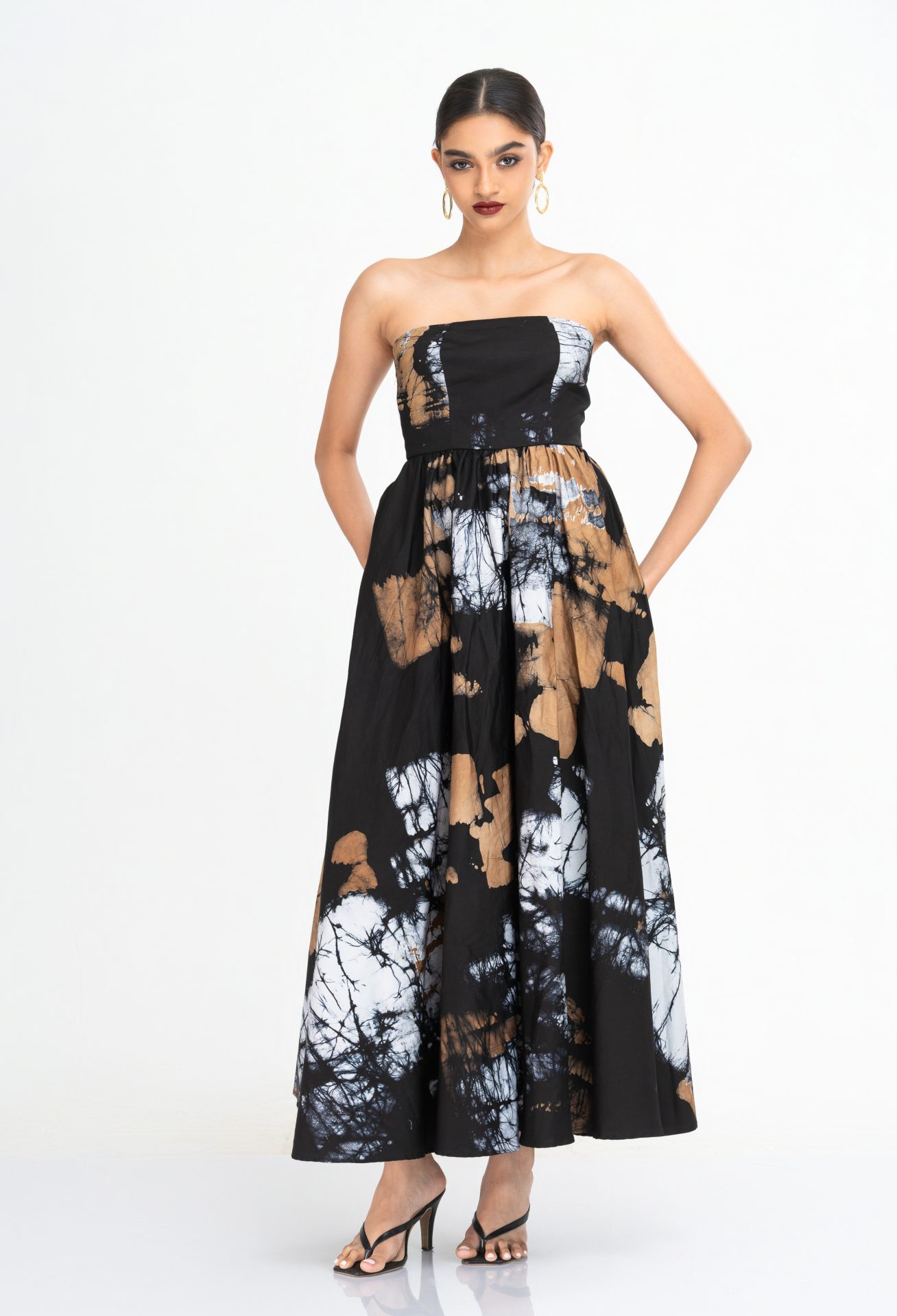 Nerina Strapless Batik Maxi Dress
