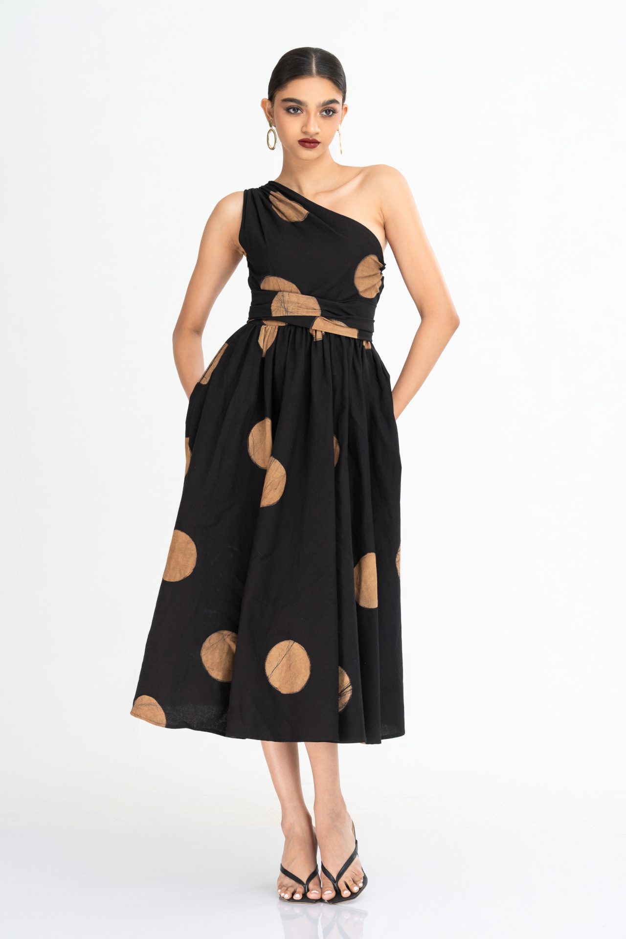 Opal One Shoulder Batik Midi Dress