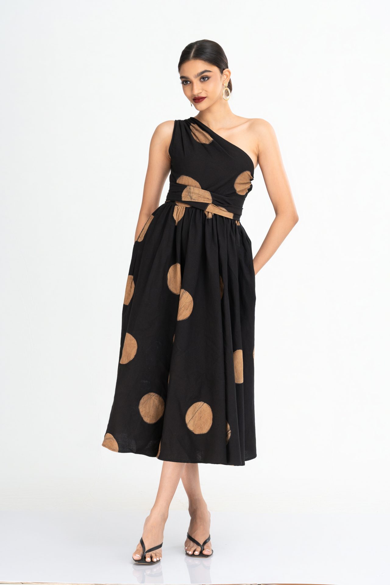 Opal One Shoulder Batik Midi Dress