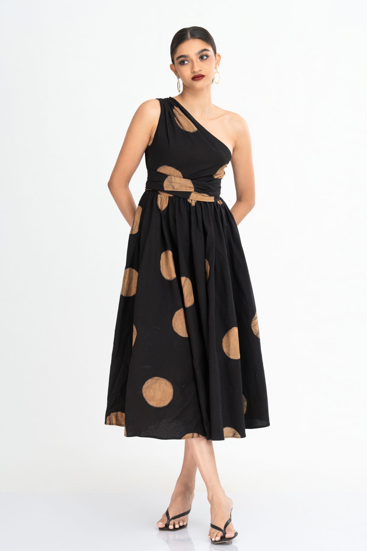 Opal One Shoulder Batik Midi Dress