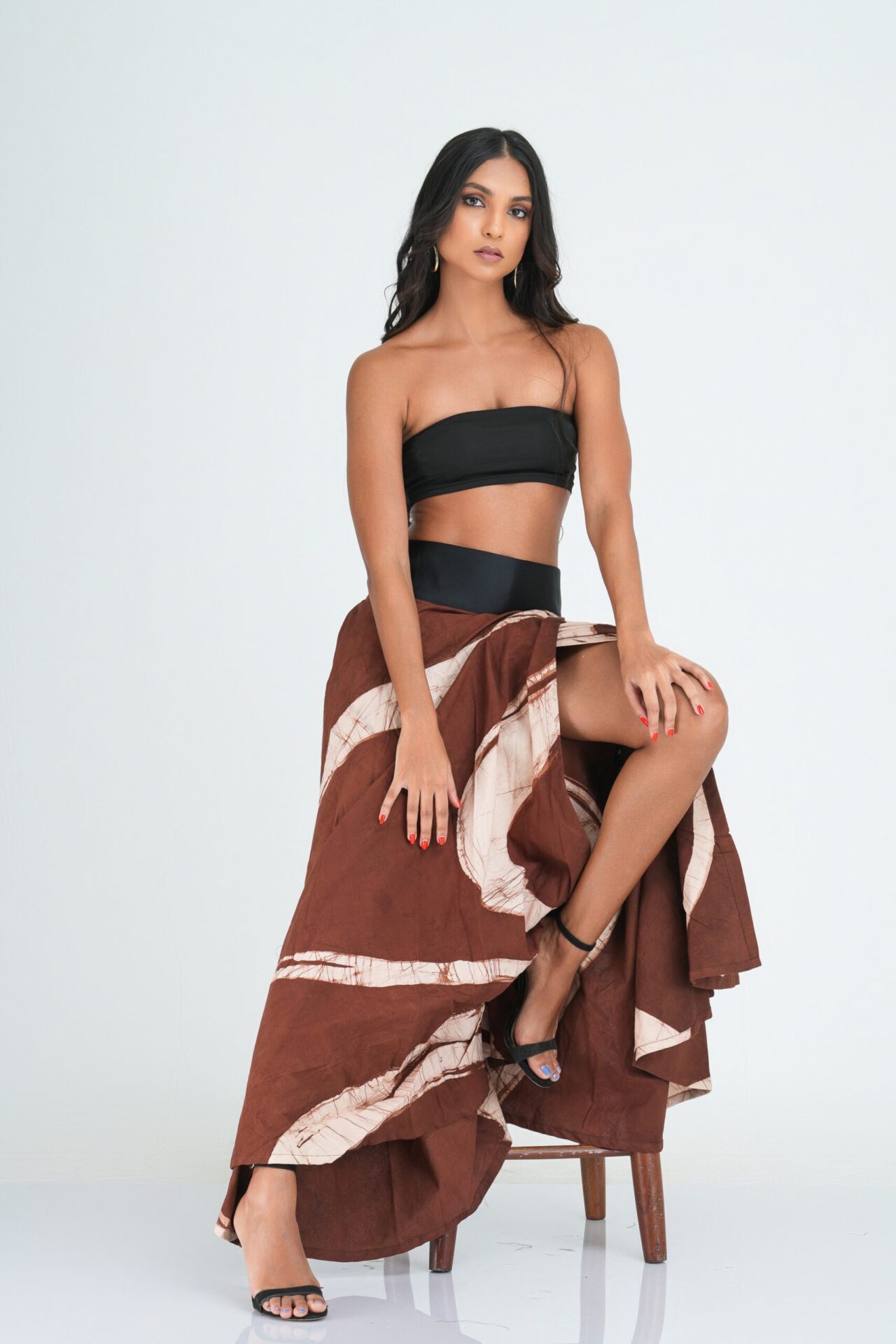 Talia Brown Batik Wrap Skirt