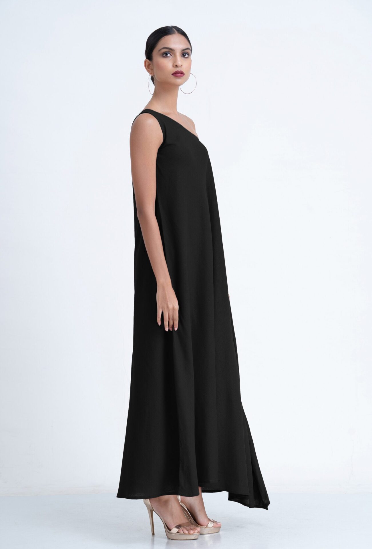 Aria One Shoulder Dress in Black