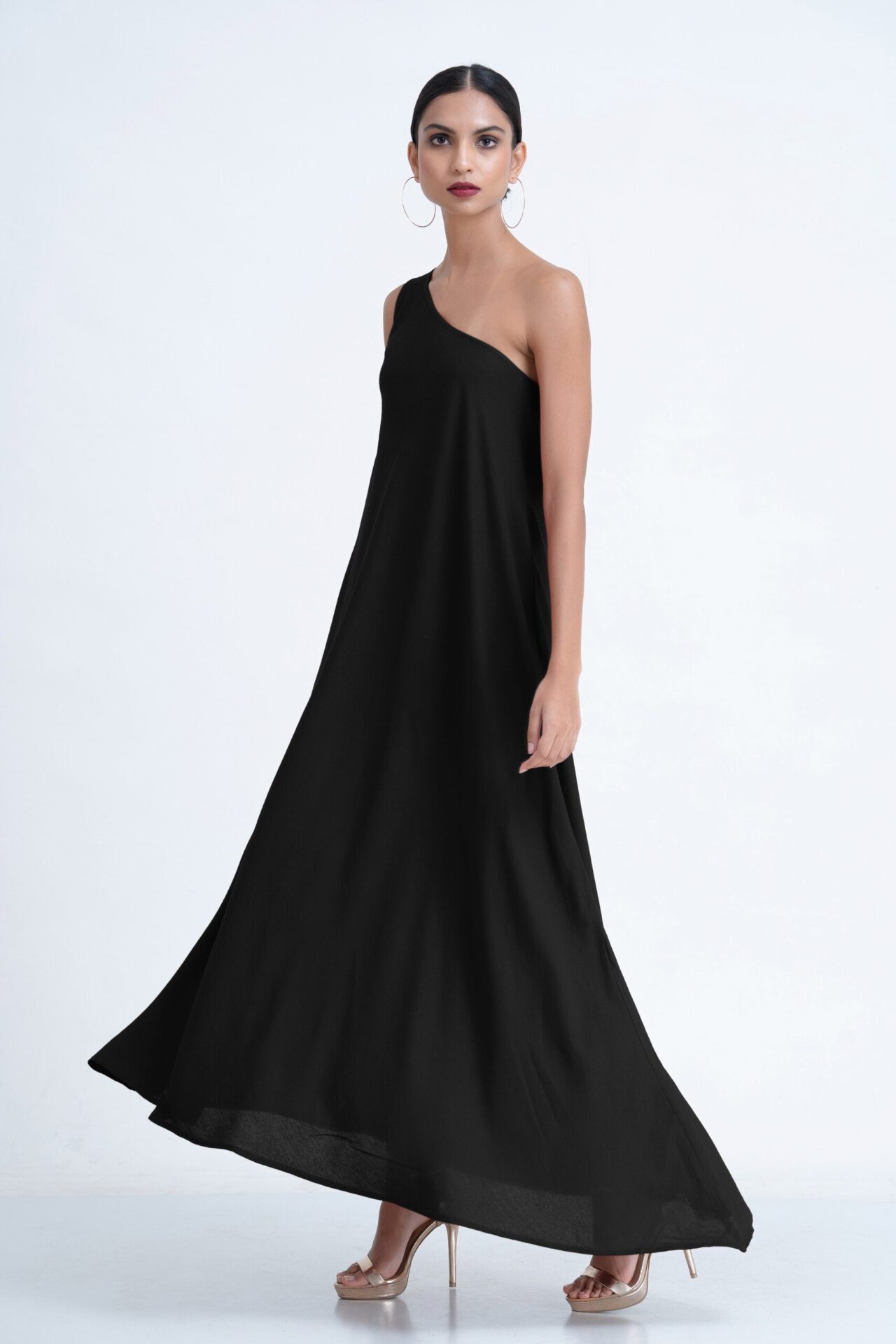Aria One Shoulder Dress in Black