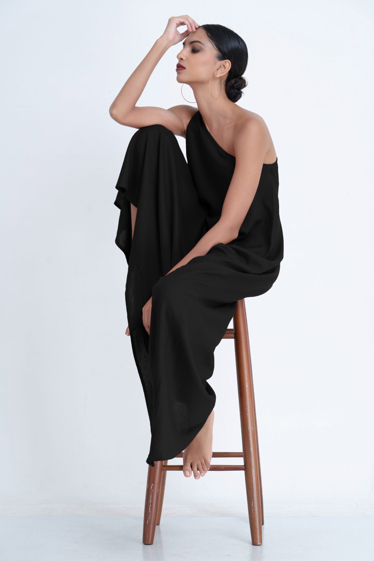 Aria One Shoulder Dress in Black