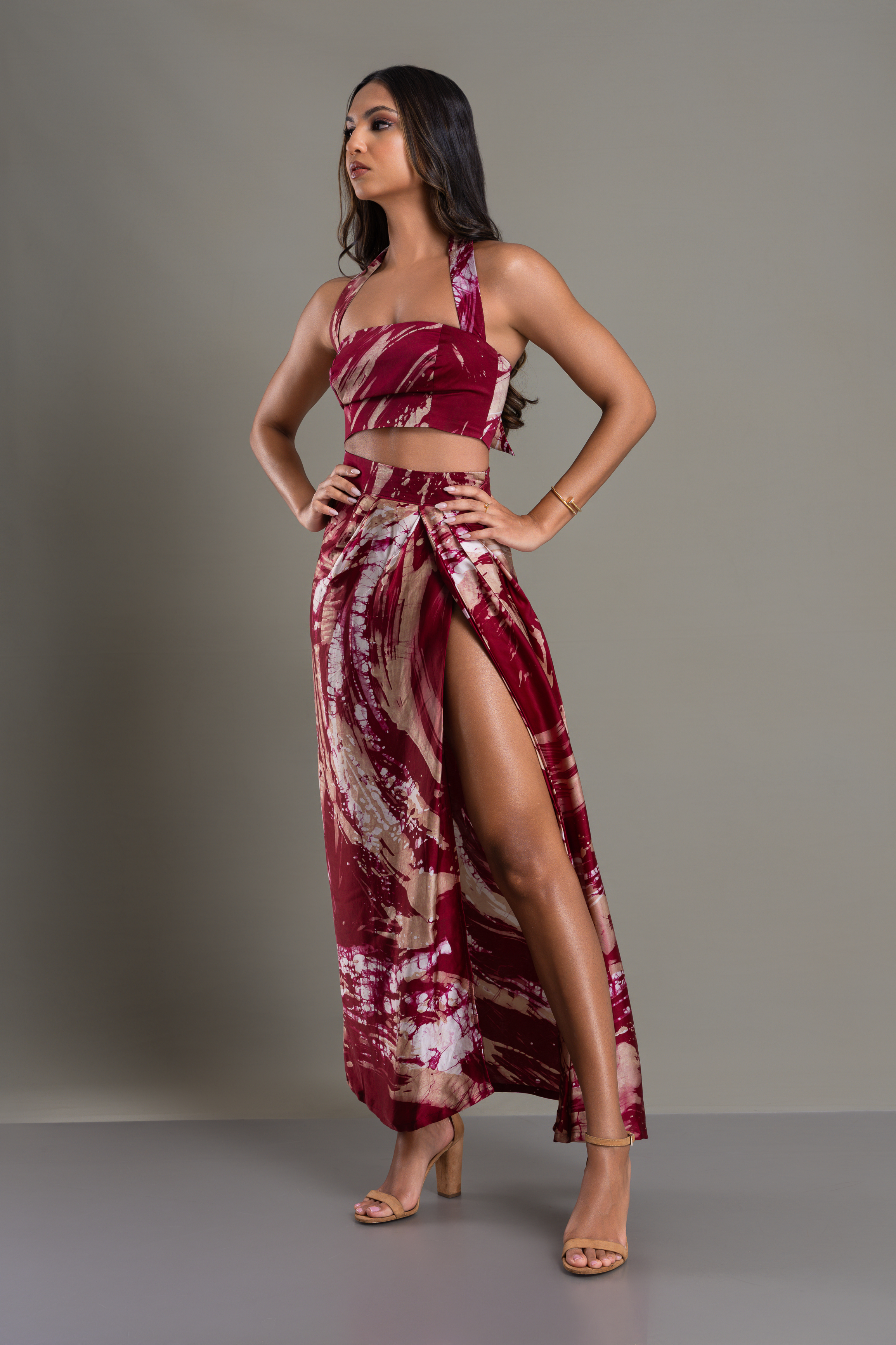 Rosy Ember Skirt and Top Set