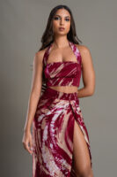 Rosy Ember Skirt and Top Set