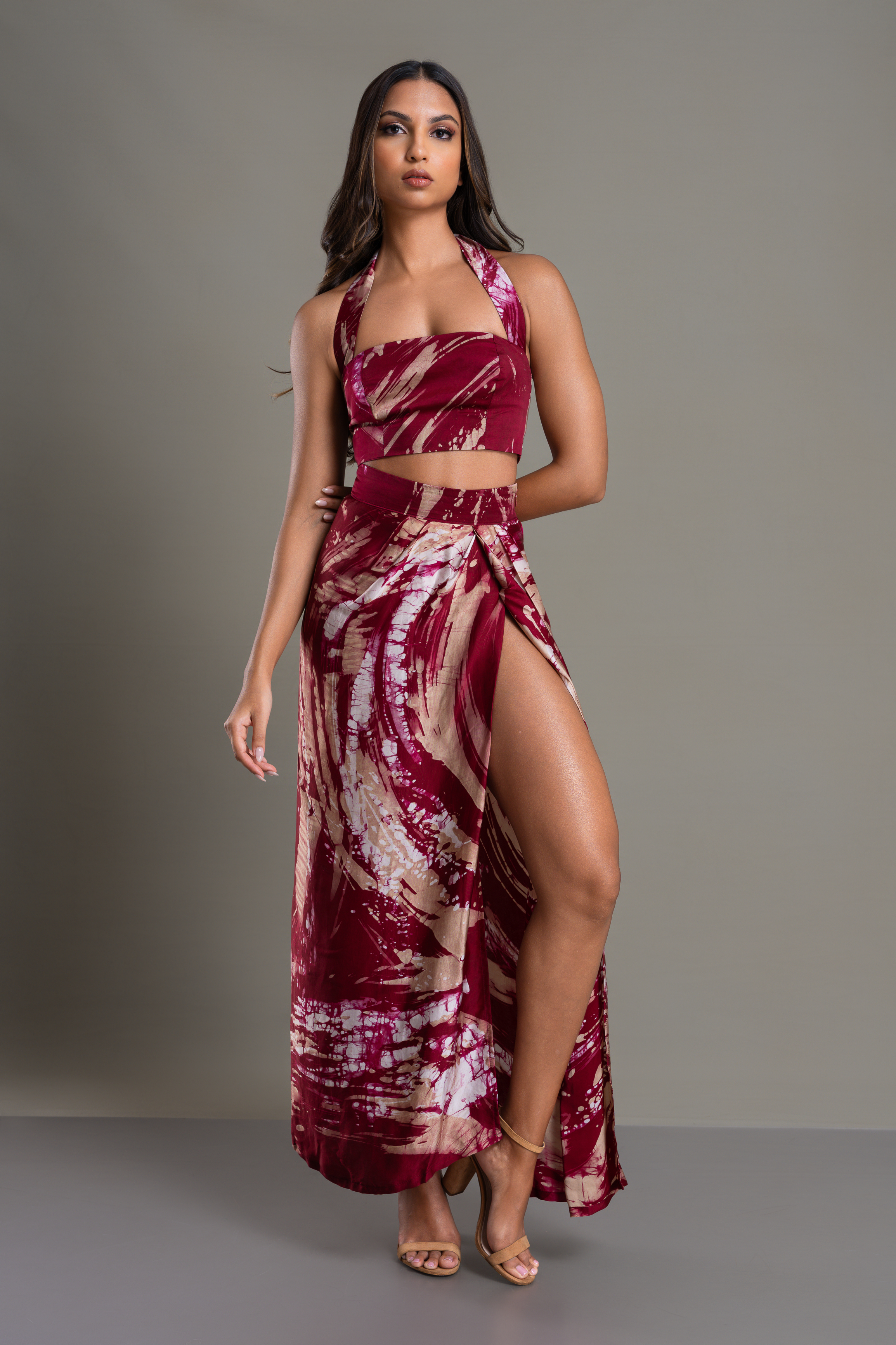 Rosy Ember Skirt and Top Set